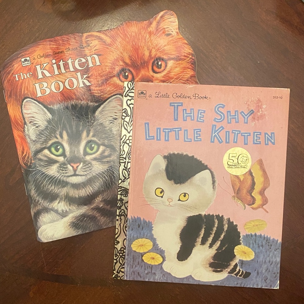 Vintage Golden Books Pair – The Shy Little Kitten & The Kitten Book 90s reprints